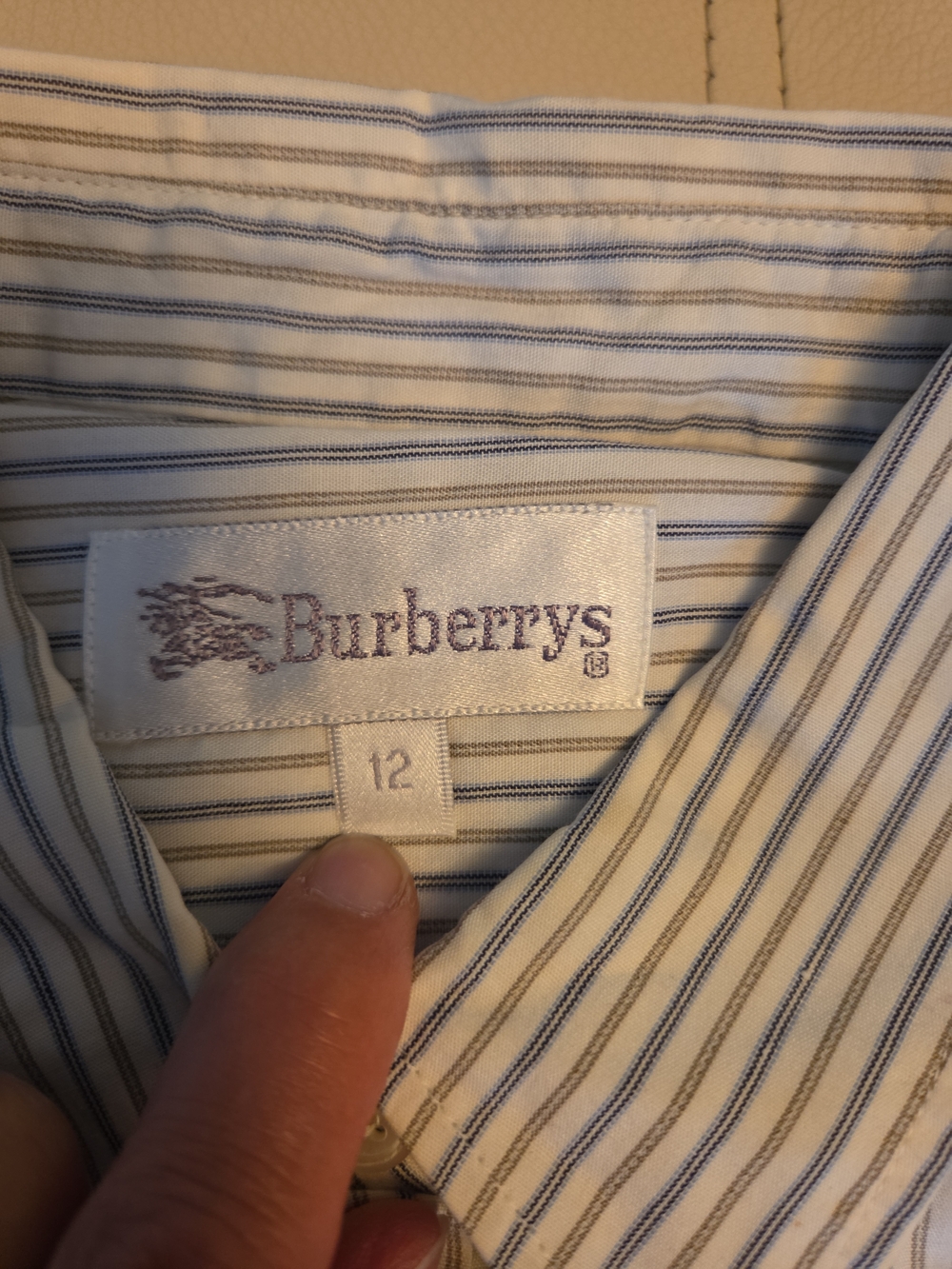 Vintage Burberrys (Burberry) Women's Striped Cotton Button Front Shirt Size 12